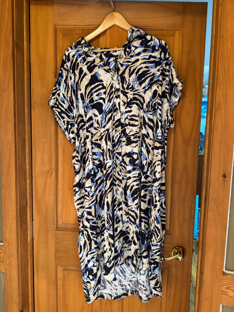 Yesta The Netherlands, Abstract Zebra-Print Midi Dress In Navy And White